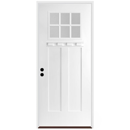 Codel Doors 36" x 80" Primed White Shaker Exterior Fiberglass Door 3068RHISPSFHER2066C69161DB